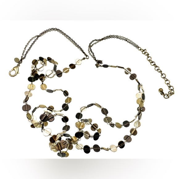 3 for $30 Chico’s Signed Silver Tone Long Double Strand Small Beaded Necklace - Picture 3 of 8